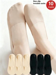 OBOVAY 6雙女款夏季矽膠防滑隱形超薄冰絲船襪，日系JK風透氣休閒彈性襪 - 彩色 - 查看 11