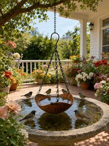 1pc/Set Hanging Bird Feeder And Bird Bath, Outdoor Decorative Feeding Tray With Chain And Hook, Multi-Functional Wild Bird Water Bowl, Suitable For Garden, Patio, Yard, Balcony And Porch Decoration - Multiple Styles - View 2