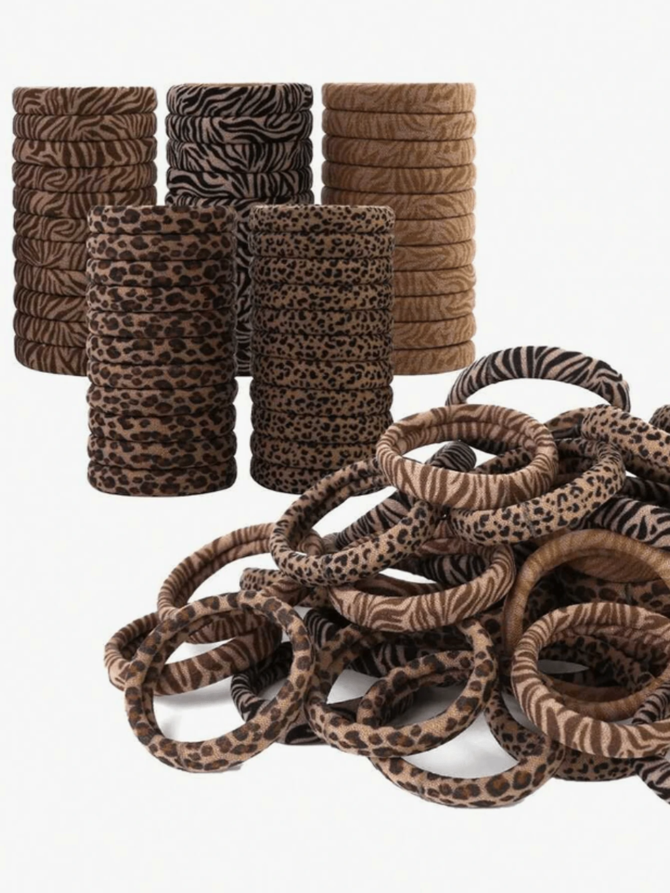 1/20Pcs Random Leopard Print Soft Scrunchies, Elastic & Hair-Friendly Diameter, Multi-Color Options, Treasure For Ponytail Lovers Hair Ties Elastics Rubber Bands - Multicolor - View 1