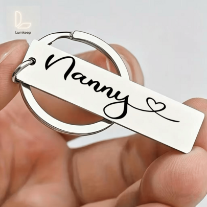 Nanny Keychain Stainless Steel Heart Grandmother Gift Sentimental Keepsake Jewelry For Nana Grandma Gift From Grandchildren Meaningful Family Present For Housewarming Christmas Thanksgiving Daily Bag Charm