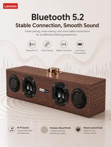 Lenovo Desktop Bluetooth Speaker With Wooden Design, USB Powered Stereo Computer Soundbar With Deep Bass For Laptop PC Gaming Music - View 6