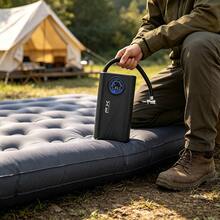 Portable digital tire air pump - 12V air compressor with LED display and automatic shutdown function, perfect for travel use. - Negro - Ver 6