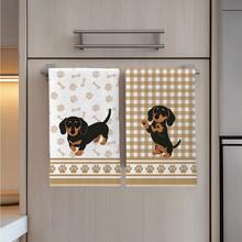 2 buah Handuk Dapur Minimalis Motif Kotak-kotak & Dachshund, 40*60cm Handuk Teh Mikrofiber Lembut, Cocok untuk Dapur Rumah, Restoran, Berkemah di Luar Ruangan, Pembersih Meja, Kain Lap Piring, Handuk Tangan, Aksesoris, Hadiah Liburan - MultiWarna - View 5