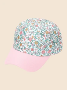 Spring/Summer Girls Baseball Cap, Floral Colorblock Baseball Cap, Digital Print Baseball Cap, Sun Hat, Curved Brim Hat - Patchwork Small Floral Pattern - View 7