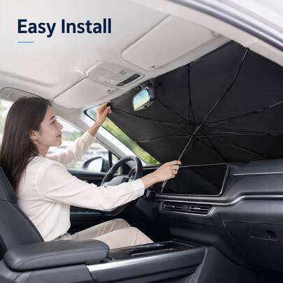 1 Portable Heat-Insulating Sun Visor, Car Windshield Sun Visor, Upgraded Thicker Titanium Silver Version, Effectively Blocking Sunlight, Easy To Install, High-Quality Materials, Practical For Summer Driving, Travel, Camping, Suitable For Cars SUV