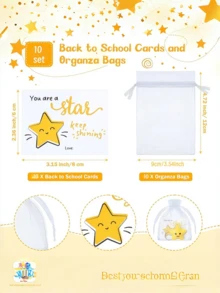 60/30/3pcs Cute Star Keychains, (Includes Star Keychains, Inspirational Star Cards, Organza Bags) Thank You Gifts, Rewards And Party Favors, Car Keychains, Women's Keychains, Backpack Keychains, Bag Charms (Perfect As Gifts, Welcome Gifts, Team Rewards, Back To School) - Multicolor - View 4