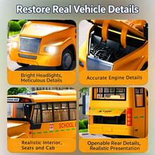 1pc Simulation School Bus Toy: Sound And Light Effects; Inertia Push; Can Open Doors; Durable Material; Kids' Toy Gift - Multicolor - View 5