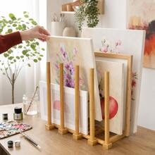 Bambus Leinwand Aufbewahrungsregal zum Trocknen und Ordnen von Kunstwerken, leichtes Holzgestell mit herausnehmbaren Staeben fuer Atelier, Galerie, Klassenzimmer und Zuhause, klare Ordnung fuer Bilder - Kleiner Aufbewahrungsständer aus Segeltuch - Übersicht 3