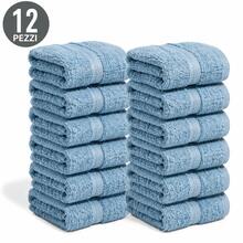 12 Pezzi Lavette 30x30 cm, Asciugamani Piccoli da Viso in 100% Cotone ad Anello, Mini Asciugamani Ospiti Morbidi Ultra Assorbenti per Casa, Bagno e Trucco - blu polveroso - Visualizzare 1