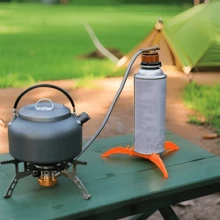 3pcs Outdoor Folding Gas Canister Stand, Portable Flat Tripod Stable Plastic Bracket Camping Accessory - Multicolor - View 1
