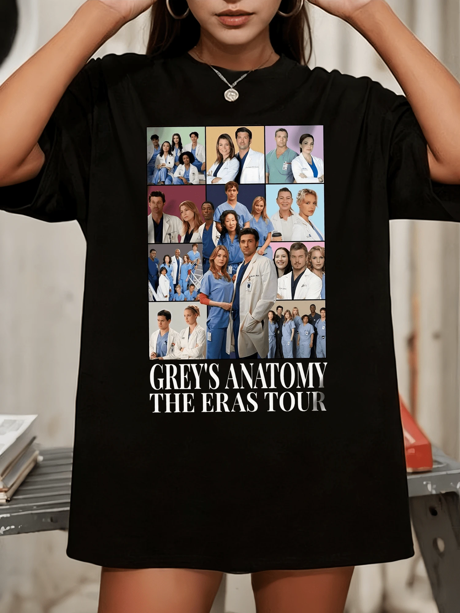 Vintage The Shirt, Grey& # 39;S Anatomy Washed Shirt, Meredith Grey Dr Derek Shepherd Shirt, Grey Anatomy Doctors Shirt - 黑色 - 查看 1