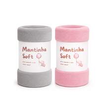 Set Of 2 Soft Microfiber Baby Blankets - Gray/Pink Baby - View 1