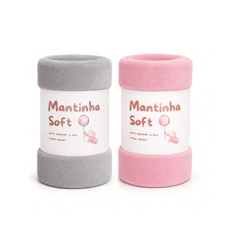 Set Of 2 Soft Microfiber Baby Blankets - Gray/Pink Baby - View 1