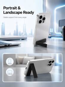 1pc Ultra-Thin Foldable Phone Stand, Invisible Self-Adhesive Support Bracket, Portable Mini Desktop Phone Holder, Adjustable Universal Phone Stand, Suitable For Travel And Office, Compatible With All Smartphones - Multicolor - View 9
