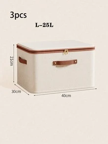 Caja de almacenamiento con tapa, caja organizadora de almacenamiento de tela para armario con asas, caja organizadora de ropa de algodón y lino transpirable, armario (lavable) - Multicolor - Ver 15