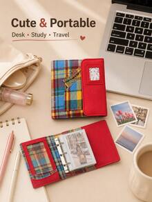 1PC Candy Plaid 3 Inch Photocard Album, Cute Cartoon Portable Collectible Card Holder, School Office Mini Picture Storage Organizer - Multiple Styles - View 3