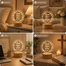 Faith Hope Love 基督教禮品小夜燈，壓克力 LED 燈，宗教居家裝飾，給女性、媽媽、姊妹的勵志禮物 - 暖白光 - 查看 5