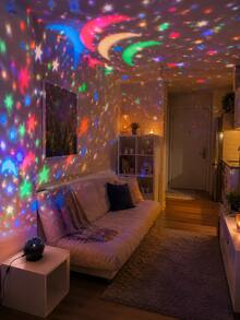 1pc Star & Moon Projection Light, Colorful Starry Sky & Moon Projection | Suitable For Bedroom, Living Room, Bedside, Room Decoration | USB Powered - Multicolor - View 3