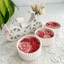 3pcs Set DIY Resin Mold Bicycle Ornament Mold, Candle Jar Round Striped Jewelry Storage Box Mold, Suitable For Making UV Epoxy Resin Plaster Concrete Storage Box, Home Decor Ornament, Concrete Flower Pot - 3PC Set - View 4