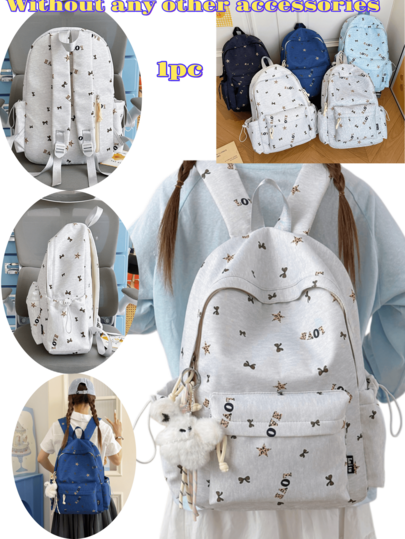 New School Season Graduation Season Elegant Cute Fashion Versatile Couple Travel Large Capacity Multifunctional Backpack (Without Accessories)