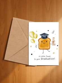 1pc Graduation Greeting Card "Cheers To Your Graduation", Congratulations Card, Graduation Gift Card, Cute Graduation Card - Multicolor - View 4