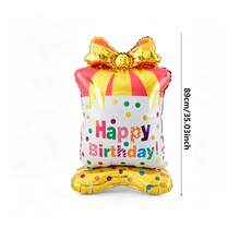 2pcs 35 Inch Birthday Gift Box Aluminum Foil Balloons, Gold And Purple Bows Suitable For Party Decoration, Birthday Arrangement, Photo Props - View 4