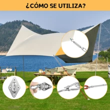 41 piezas Kit de hardware para toldo de sombra para exteriores, Accesorios para Toldos, Kit de Hardware de Acero Inoxidable, Fijaciones para Toldo con Cuerdas de Paracaídas para Vela Triangular Rectangular, Césped y Jardín,accesorios de acero inoxidable de alta resistencia para la instalación de toldos de patio - 41 piezas - Ver 3