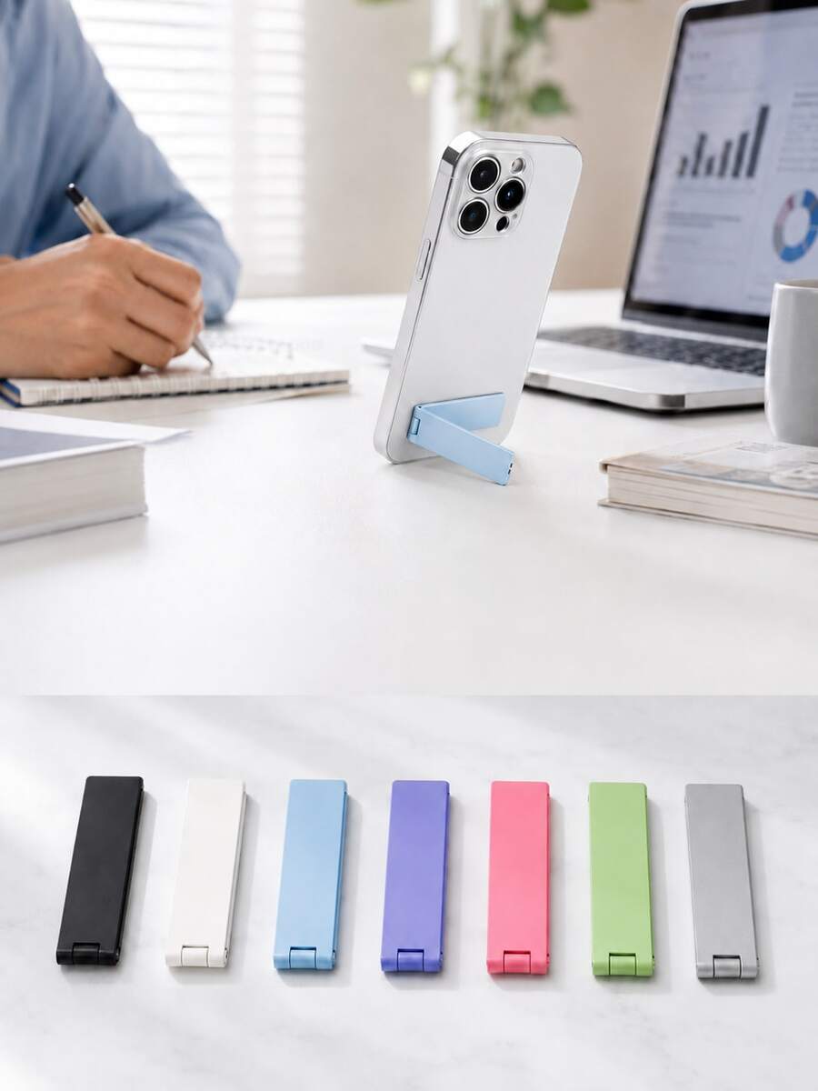 1pc Ultra-Thin Foldable Phone Stand, Invisible Self-Adhesive Support Bracket, Portable Mini Desktop Phone Holder, Adjustable Universal Phone Stand, Suitable For Travel And Office, Compatible With All Smartphones - Multicolor - View 1