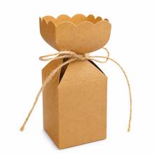 KEXINGYIYI 12/24pcs Unique Petal-Cut Kraft & White Vase Box, Romantic Wedding Favor Box, Party Gift Packaging Box With Twine - Yellow - View 8