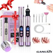 GANLAIX 電動指甲研磨機，可充電式美甲指甲鑽，指甲研磨機套裝，多功能指甲鑽，USB可充電 - 厚指甲研磨機，180mAh 鋰電池長效使用，專業多速電動指甲锉，指甲拋光護理造型工具，美甲研磨工具，指甲燈 & 研磨機二合一，送給女性的絕佳禮物，價格合理的高品質產品 - 彩色 - 查看 1