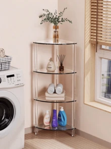 1SET Acrylic Triangle Corner Combination Table 2-Layer 3-Layer 4-Layer Storage Table - White - View 4