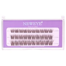 Neweye 30片棕色預黏貼自然風D捲度自黏簇裝假睫毛，10-14mm混長單簇睫毛，免膠水，蓬鬆輕盈卡通風，旅行化妝工具禮物，適合女性與女孩 - D - 查看 9