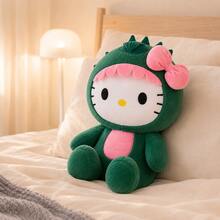 Hasbro 1 pieza Muñeco de peluche de dinosaurio verde, muñeco de peluche con lazo rosa y barriga rosa de estilo japonés lindo, peluche suave y amigable con la piel, adecuado para niñas, niños y adolescentes, decoración de habitación, regalo de cumpleaños y vacaciones - Verde - Ver 7