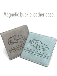 1 pieza Portador de tarjeta de registro y del coche, organizador de tarjetas y documentos del coche con cierre magnético, accesorio universal para el interior del coche, adecuado para sedán y SUV - Multicolor - Ver 5