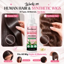 Semprotan Perawatan Wig, Semprotan Lotion Wig, Ekstrak Lidah Buaya dan Kelapa, Anti-Frizz, Hidrasi Mendalam, Menghaluskan Rambut Kusut, Mudah Disisir, Memperpanjang Umur Pakai, Cocok untuk Rambut Sintetis dan Alami, Kondisioner Tanpa Bilas, Cairan Perawatan Wig Tanpa Bilas, Menambah Kilau Alami - 100ml - View 8