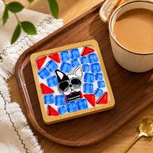 Kit de Artesanato DIY para Porta-Copos em Mosaico, Conjunto para Fazer Porta-Copos de Bambu com Azulejos de Vidro Coloridos, Suprimentos de Arte Criativa Feita à Mão, Alívio de Stress, Presente DIY para Adultos - Multicolorido - Ver 11