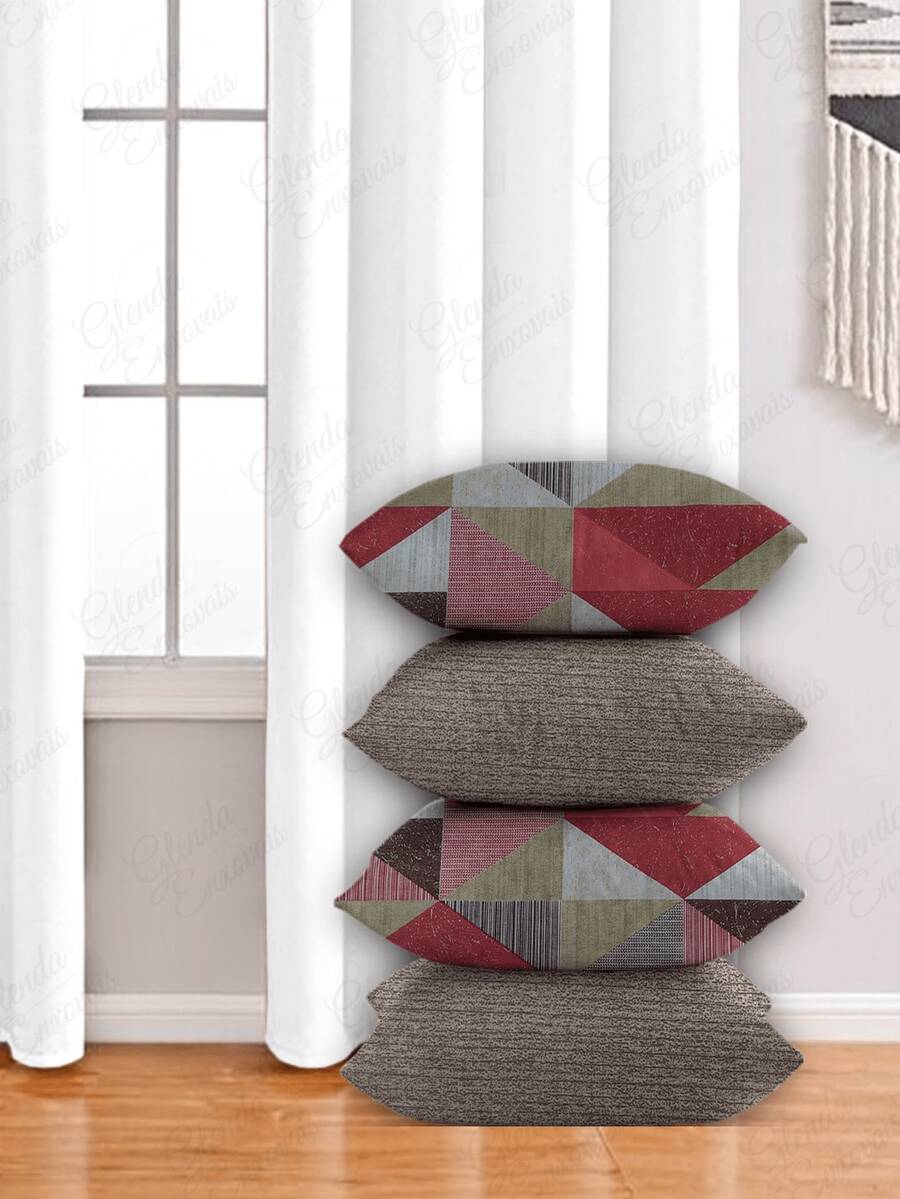 4 Cushion Covers, Various Combinations, 45x45 Cm - AL - 三角 Verm-Bege - 查看 1