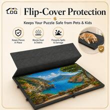 LDQ 2026 New Foldable Puzzle Board With 5 Sorting Trays & Protective Cover, Adjustable Tilt Jigsaw Puzzle Table For 1250-1750 Pieces, Dark Gray Non-Slip Felt Puzzle Mat Organizer, Portable Puzzle Gift For Adults & Families - Dark Grey - View 2
