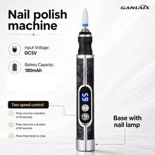 GANLAIX 電動指甲研磨機，可充電式美甲指甲鑽，指甲研磨機套裝，多功能指甲鑽，USB可充電 - 厚指甲研磨機，180mAh 鋰電池長效使用，專業多速電動指甲锉，指甲拋光護理造型工具，美甲研磨工具，指甲燈 & 研磨機二合一，送給女性的絕佳禮物，價格合理的高品質產品 - 彩色 - 查看 4