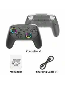 DATA FROG Game Controller For Switch S80, With RGB Multi-Color And Multi-Mode Lighting Effects, 6-Axis Motion Sensing, 4-Level Vibration Function, Compatible With Switch And PC, Adjustable Dual Motor Vibration, Non-Slip Handle Design - View 8