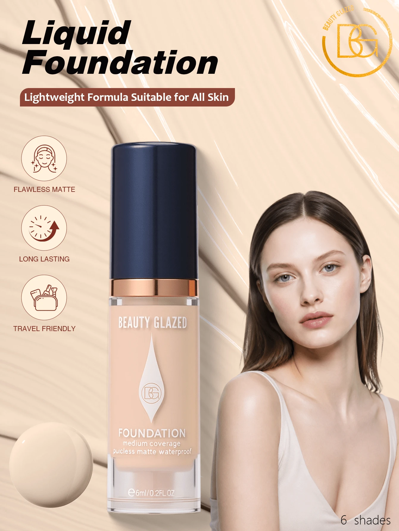 beauty glazed Long-Lasting Waterproof Concealing Moisturizing Matte Long-Wear Foundation, Provides Perfect Flawless Smooth Texture - #101 - View 1