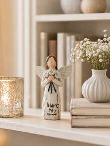 Dekorative Engelsfigur der Dankbarkeit, Harz-Engelsstatue mit Blumenstrauß, Dankesgeschenk zum Gedenken, gemütliche Dekoration für Wohnzimmer und Schlafzimmer - Engelsstrauß - Übersicht 10