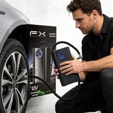 Portable digital tire air pump - 12V air compressor with LED display and automatic shutdown function, perfect for travel use. - Negro - Ver 5