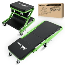 Nilight 36" Z Creeper - 2-In-1 Rolling Folding Car Seat, 36 Inches Adjustable Roller Garage Chair Lay Down Or Sit, 330LBS Capacity, Green Black - A - View 1