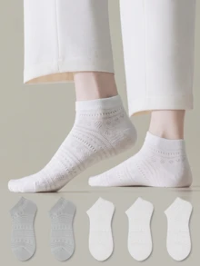 ZUJO 5 Pairs Women's Short Socks, Suitable For Spring, Autumn And Summer Daily Wear, Simple And Comfortable, Random Colors - Multicolor - View 7