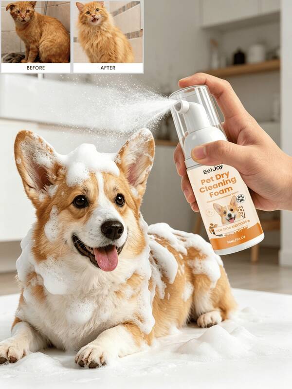 Pet Cleaning Mousse, Gentle Formula Non-Irritating Daily Deodorizing Moisturizing Pet Shampoo, This Pet Cleaning Mousse Has A Dense, Fluffy Texture With Rich Foam, Gentle Formula Suitable For Daily Bathing Of Cats And Dogs. It Effectively Removes Unpleasant Body Odors And Nourishes Dry Hair After Application, Keeping Hair Smooth And Fluffy After Grooming. Perfect For All Long-Haired And Short-Haired Pets. (A Gift For Pets)