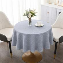 1pc Round Hemmed Vintage Linen Style Heat-Resistant Dust-Proof Tablecloth, Fabric Dining Table Cover, Suitable For Kitchen Dinner, Restaurant Decor, Holiday Party, Home Decor Textile - Dusty Blue - View 16