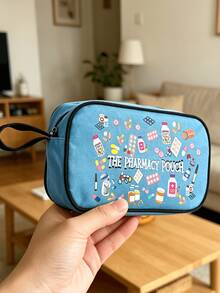Waterproof Medication Organizer Bag, Portable Pill Pouch With Pharmacy Logo And Wrist Strap, Casual And Convenient For Daily Commute, Shopping And More. Essential Medical Accessory, Multifunctional Fabric Medicine Bag, Portable First Aid Kit, Outdoor Travel Pill Pouch, Dormitory Emergency Medicine Storage Bag, Suitable For Men And Women, Can Be Used As Medication Bag/Digital Accessory Organizer/Toiletry Bag Or Daily Makeup Bag - Multicolor - View 2