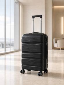 Carry-On Suitcase 10kg Premium Polypropylene PP Ultra Resistant Expandable With 360 Degree Double Wheels Built-In Lock Organized Internal Compartment Hand Luggage Rigid Bag - Black - View 1