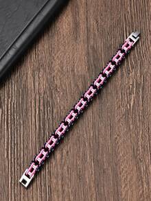 1 pieza Brazalete de cadena de motocicleta de acero de titanio ancho vintage, brazalete de metal minimalista, unisex, multicolor, adecuado para uso diario, fiesta y regalo de vacaciones, accesorio de otoño, accesorio de Halloween - Pulsera exquisita y elegante - Ver 5